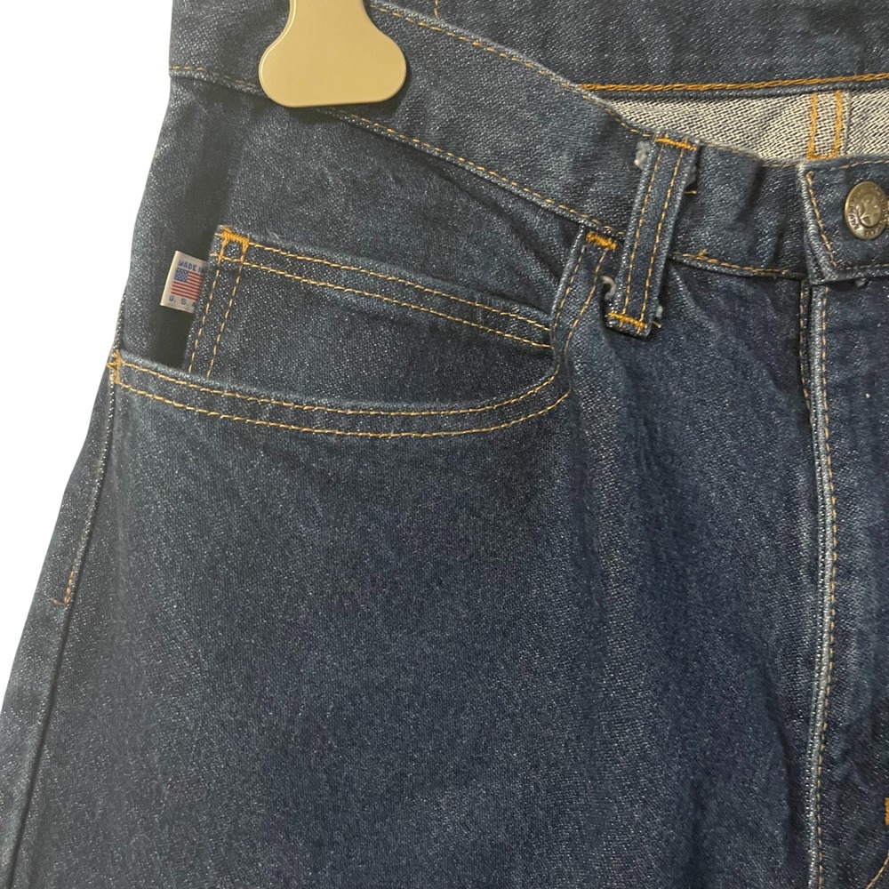 Vintage All American Made in USA Dark Wash Straight Leg Jeans 31x32 Indigo - Picture 3 of 5